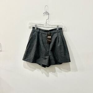 Soeur Virgin Wool High Waisted Pleated Trouser Shorts Gray Womens 34 FR / US 2
